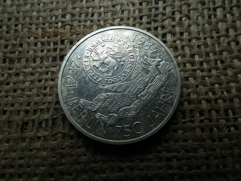 Németország , ezüst 10 márka 1987 J , Deutsche Mark 750 Years Berlin