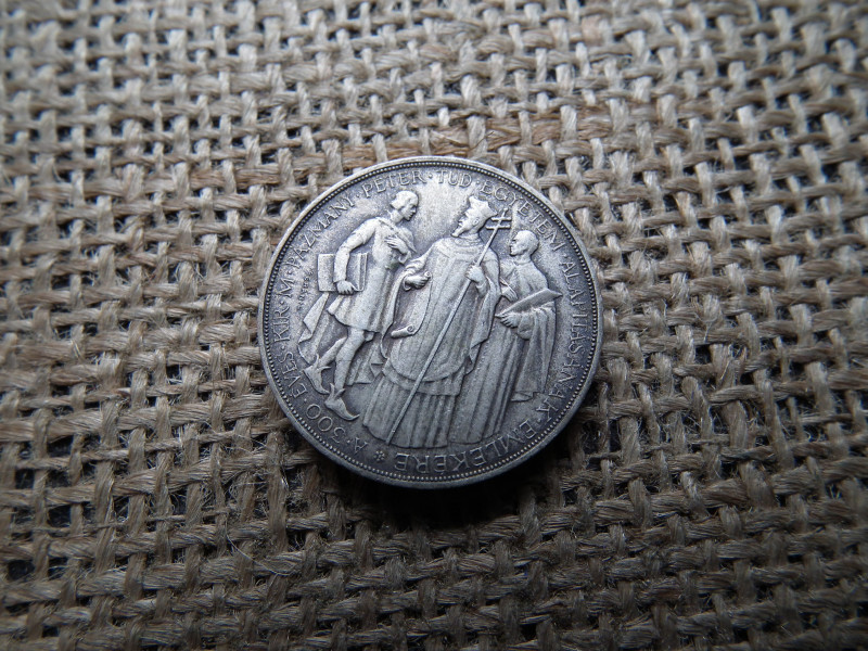 Pázmány , ezüst 2 pengő 1935 , extra , tisztítatlan , patinás ! 
