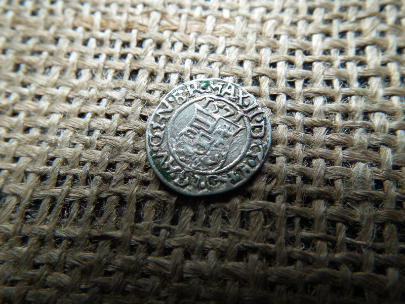 I. Miksa ezüst dénár 1571 KB , Körmöcbánya , denár