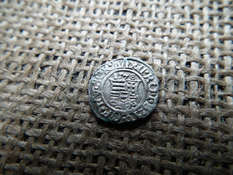 I. Miksa ezüst dénár 1578 KB , Körmöcbánya , denár