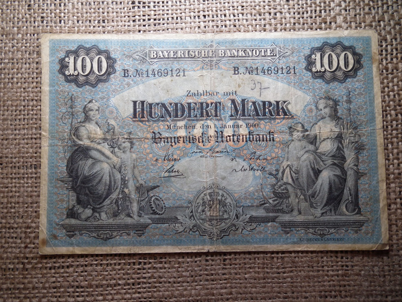 Németország 100 márka 1900 , Mark  , Bajor 