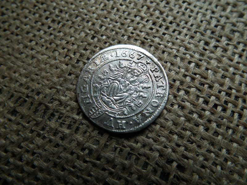 I. Lipót , ezüst 15 krajcár 1667 KB , Körmöcbánya 