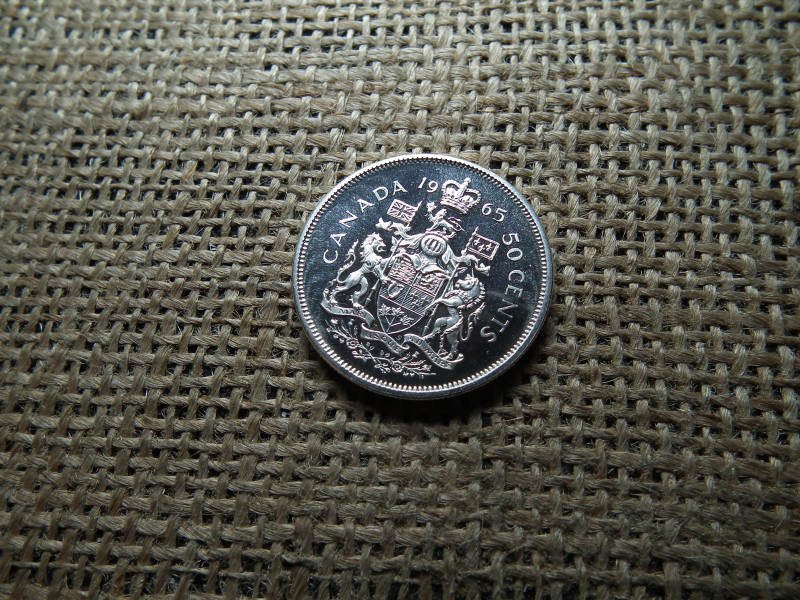 Kanada , ezüst 50 cent 1965 , cents 