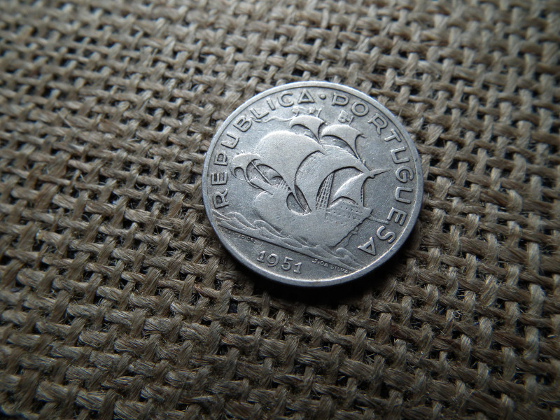 Portugália ezüst 5 escudos 1951 , escudo 