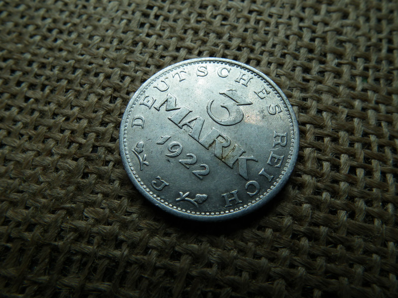 Németország , 3 márka 1922 J , mark 