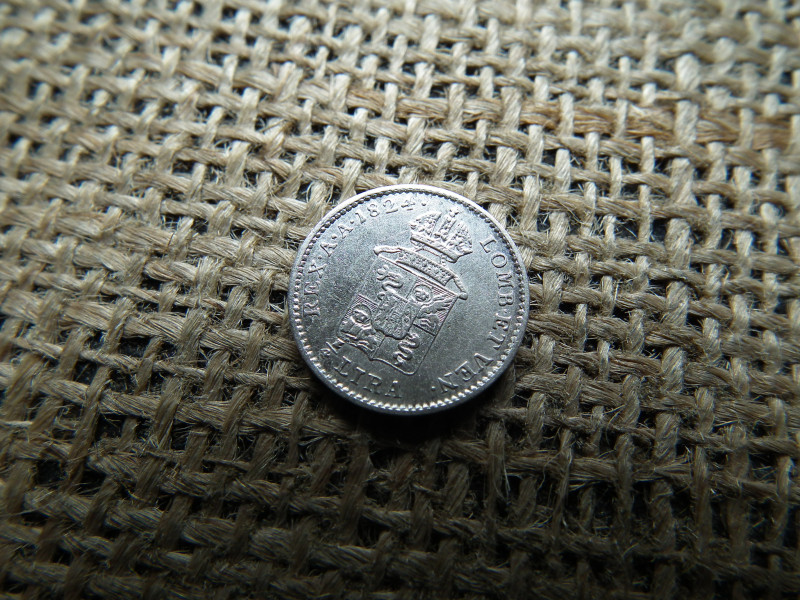 I. Ferenc  , ezüst 1/4 lira 1824 V , Lombardia Velence , líra 