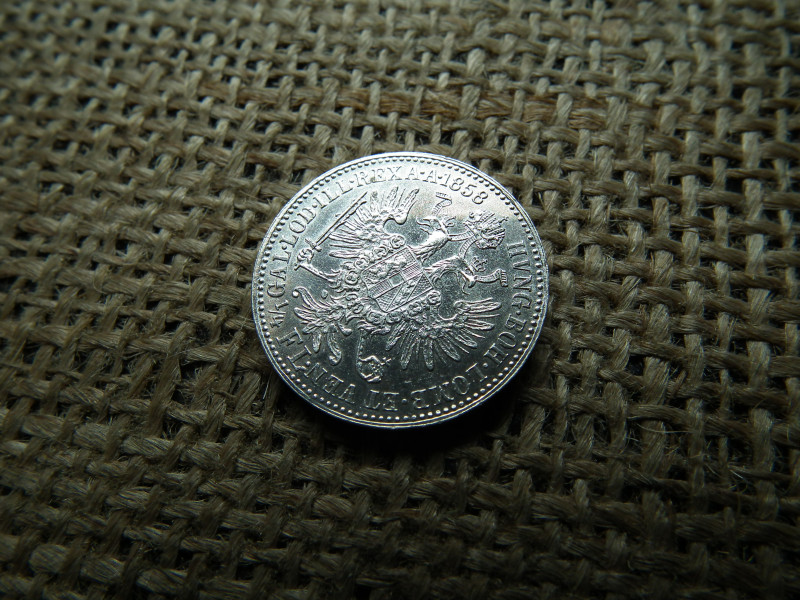 Ferenc József , ezüst 1/4 Florin 1858 A , Bécs 