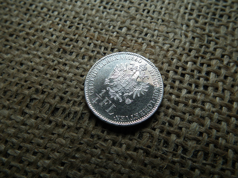 Ferenc József , ezüst 1/4 Florin 1860 B ,Körmöcbánya 