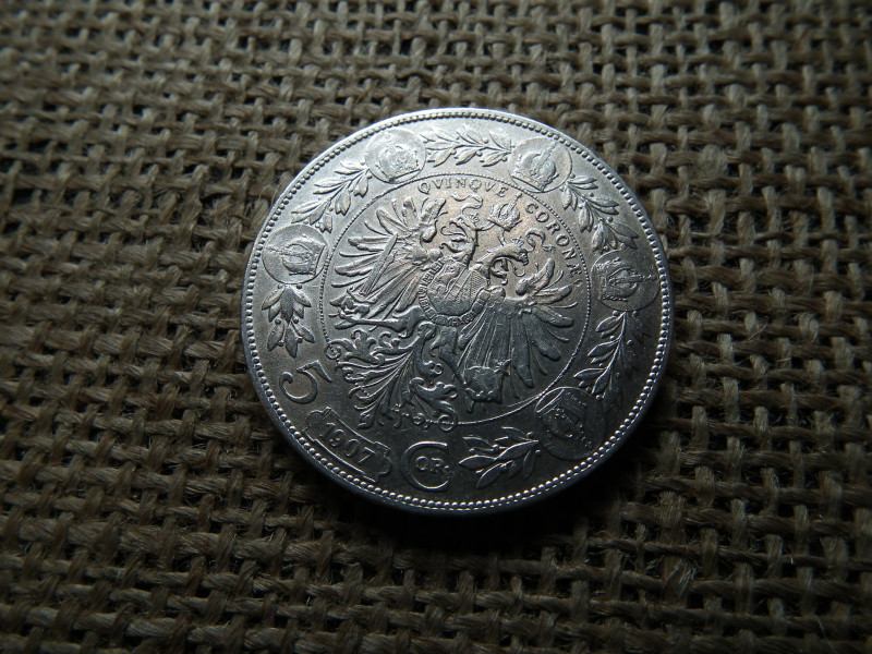 Ferenc József , ezüst 5 korona 1907 , corona 