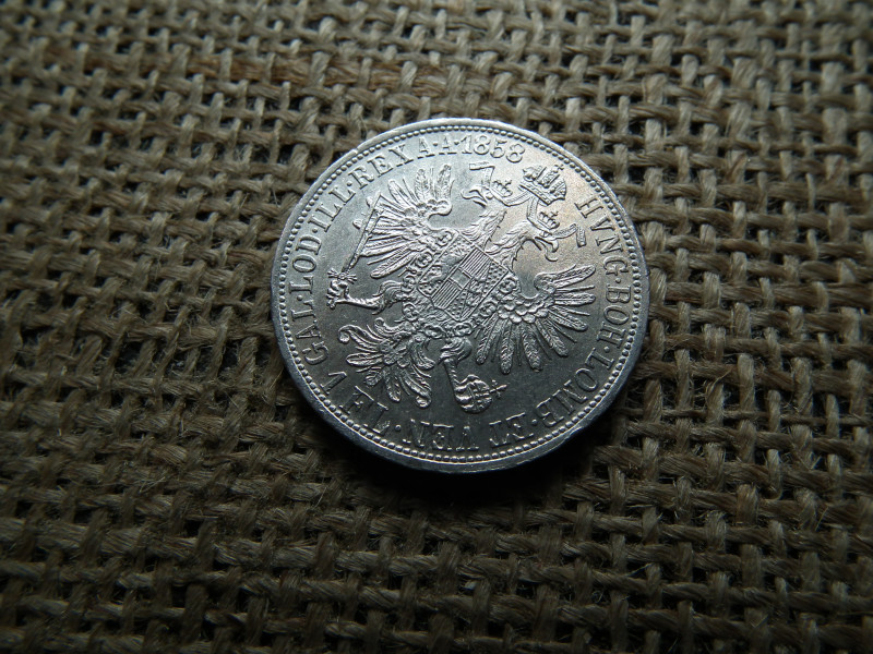 Ferenc József , ezüst 1 florin 1858 A , Bécs 