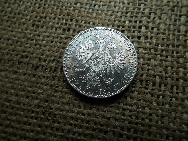 Ferenc József , ezüst 1 florin 1861 A , Bécs 