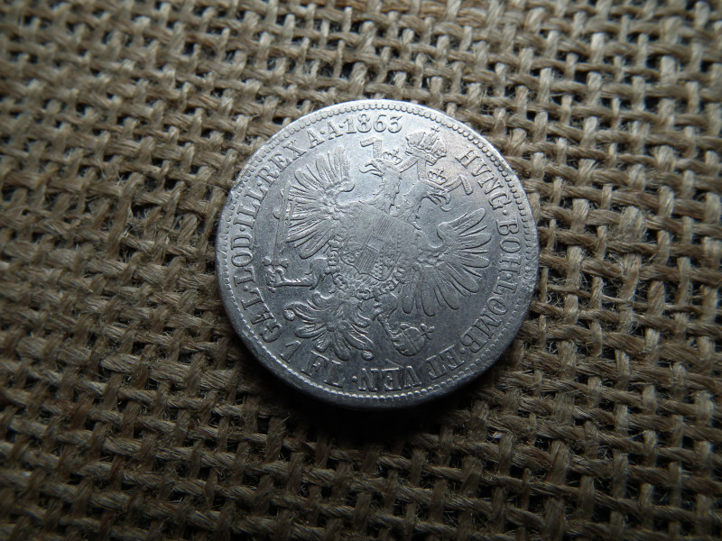 Ferenc József , ezüst 1 florin 1863 A , Bécs 