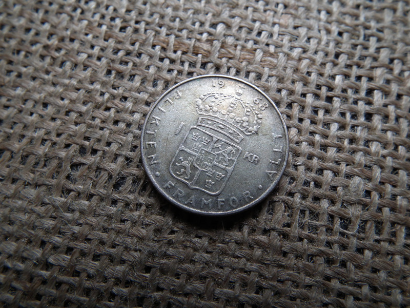 Svédország , ezüst 1 korona 1968 