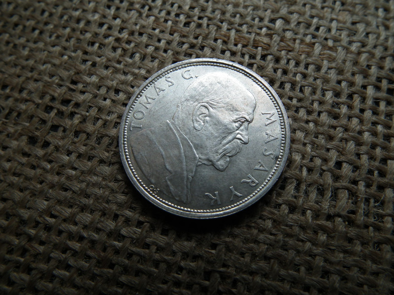 Csehszlovákia , ezüst 10 korona 1928 , Korun ,  Tomáš Masaryk