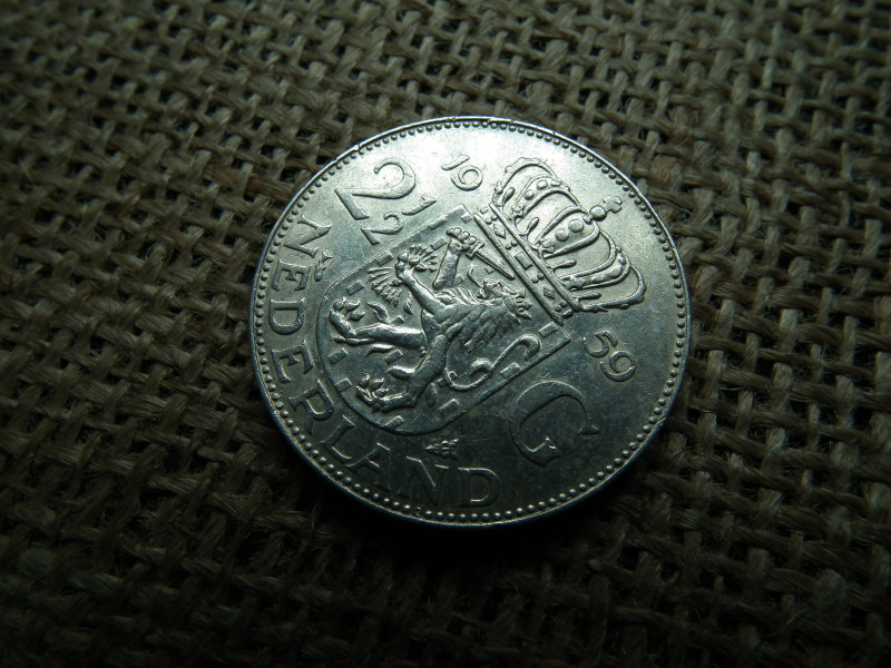 Hollandia , ezüst 2 1/2 gulden 1959