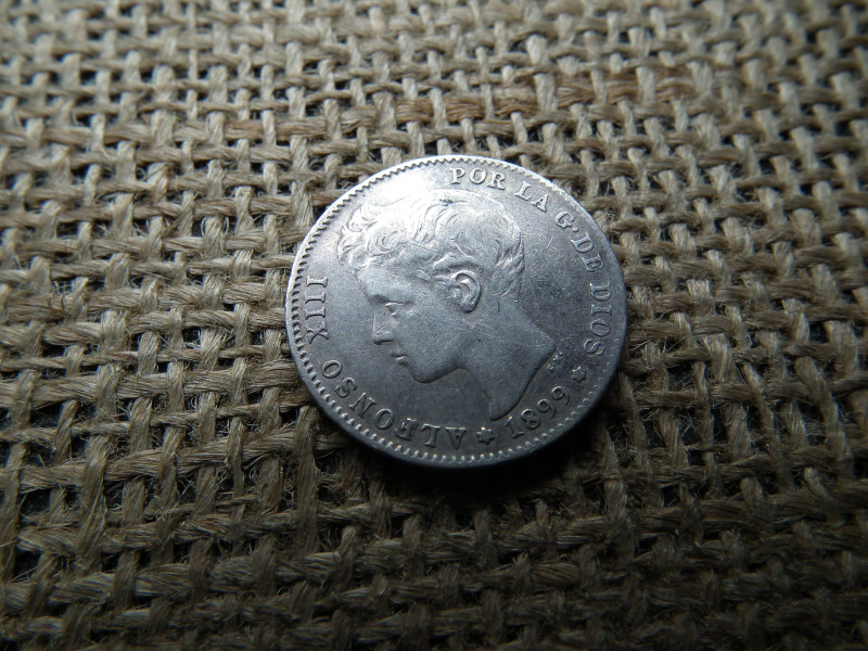 Spanyolország , ezüst 1 Peseta 1899 - Alfonso XIII 