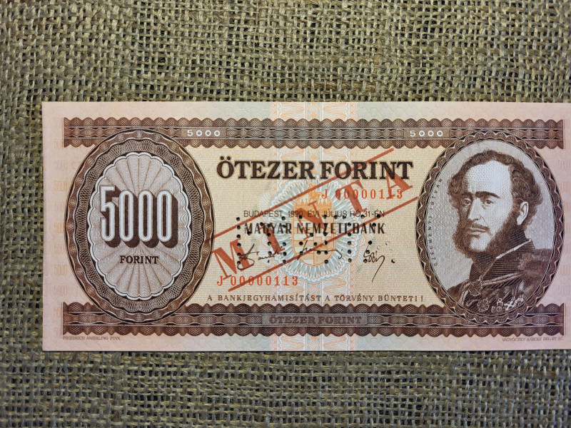 5000 forint 1990 J , MINTA UNC , nagyon alacsony 113 sorszám 