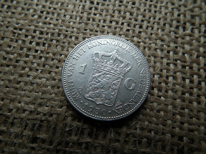 Hollandia , ezüst 1 gulden 1930 , Vilhelmina