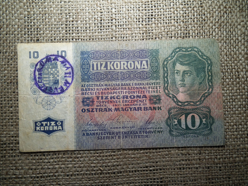 10 korona 1915  , felülbélyegzés ! Felülbélyegzett ! 