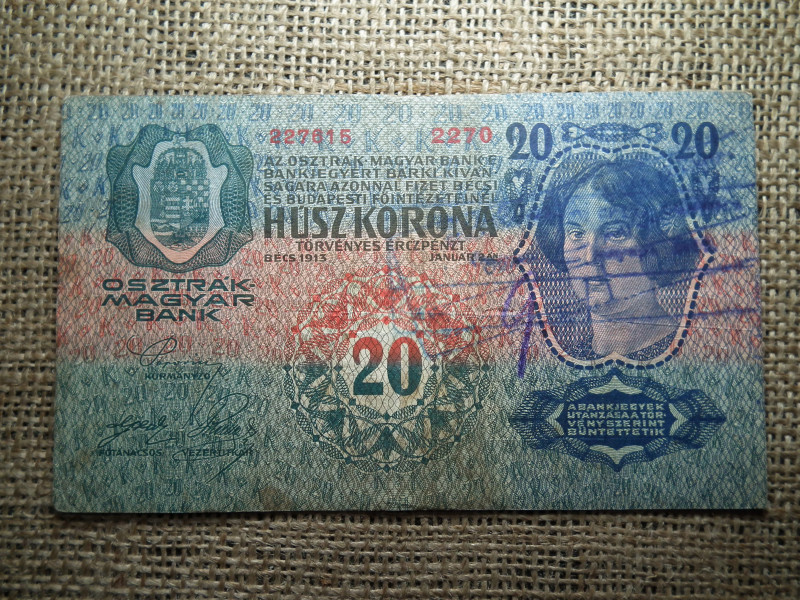 20 korona 1913 , felülbélyegzés ! Felülbélyegzett ! 