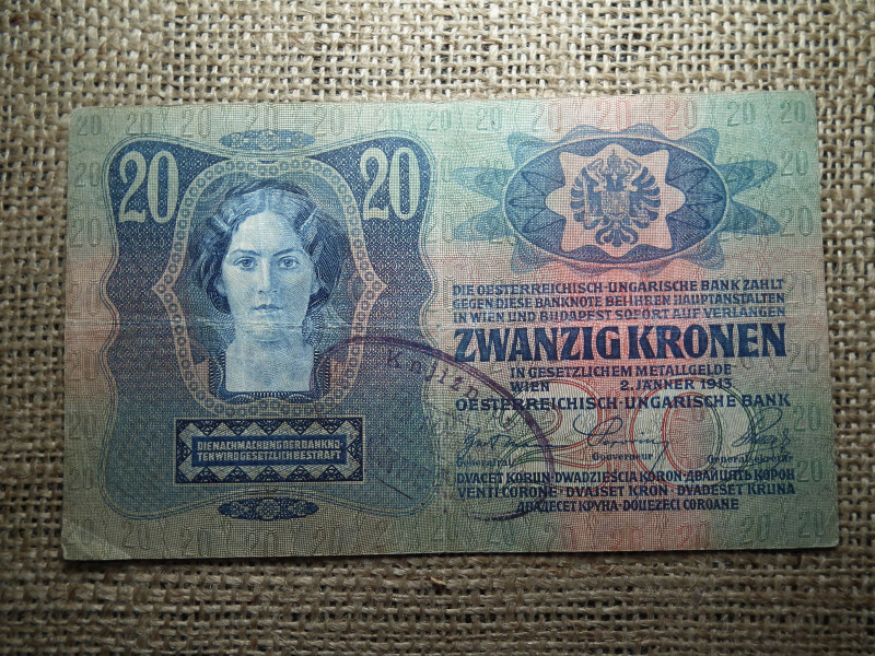 20 korona 1913 , felülbélyegzés ! Felülbélyegzett ! 
