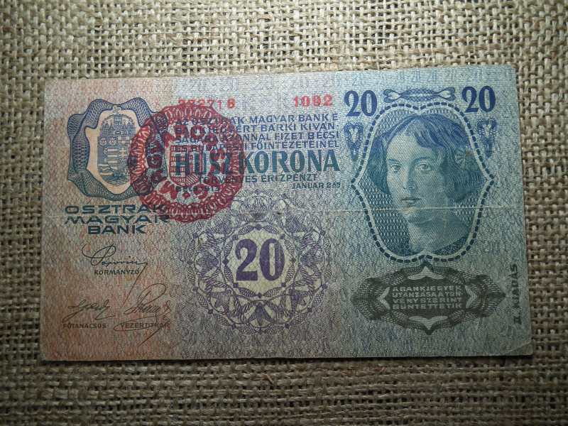 20 korona 1913 , felülbélyegzés ! Felülbélyegzett ! 