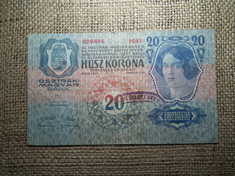 20 korona 1913 , felülbélyegzés ! Felülbélyegzett ! 
