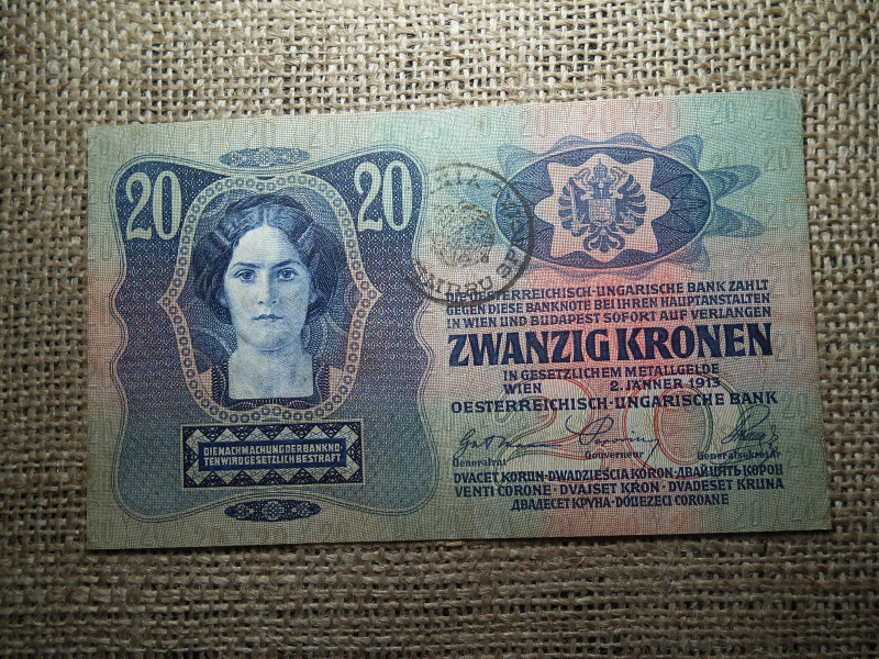 20 korona 1913 , felülbélyegzés ! Felülbélyegzett ! 