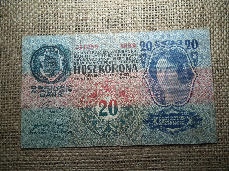 20 korona 1913 , felülbélyegzés ! Felülbélyegzett ! 