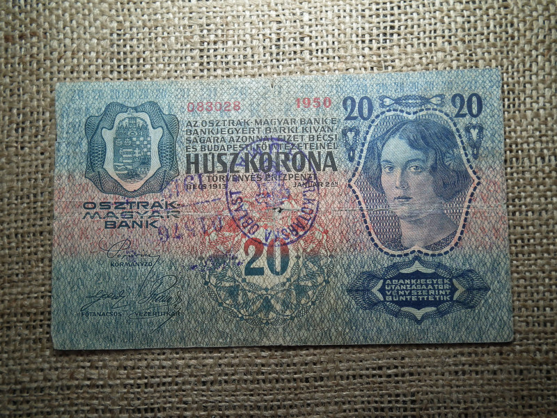 20 korona 1913 , felülbélyegzés ! Felülbélyegzett ! 