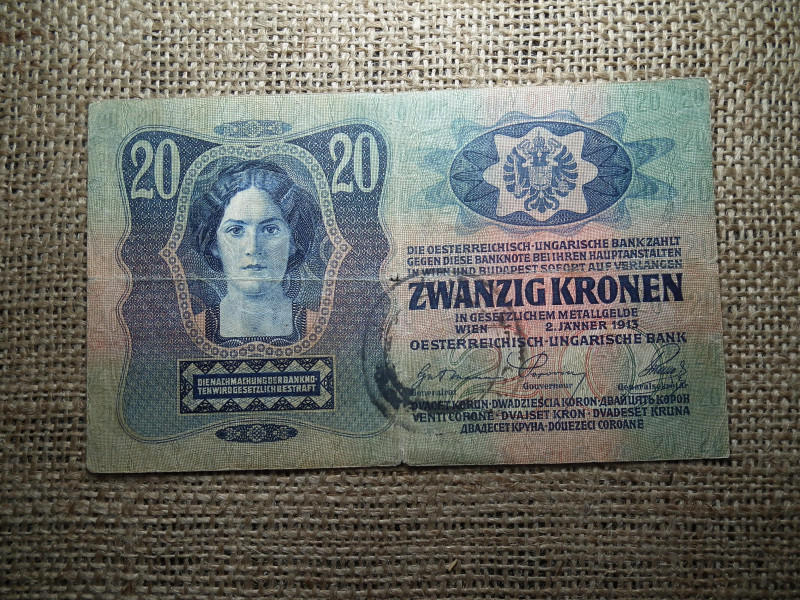 20 korona 1913 , felülbélyegzés ! Felülbélyegzett ! 