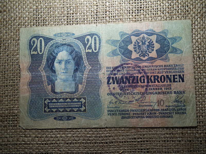 20 korona 1913 , felülbélyegzés ! Felülbélyegzett ! 