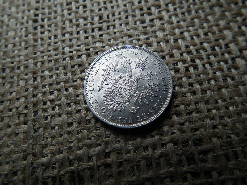 Ezüst 20 krajcár 1853 A  , extra , verdefényes 