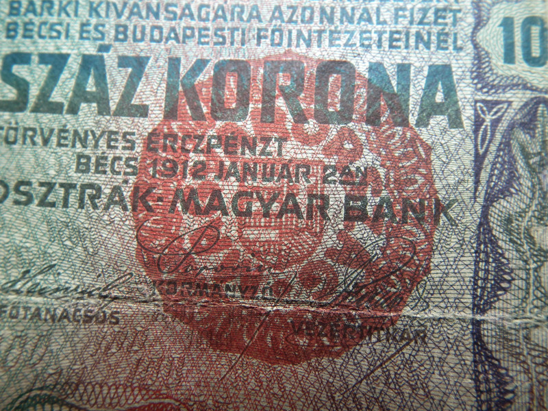 100 korona 1912 , felülbélyegzés ! Felülbélyegzett ! Magyarország 