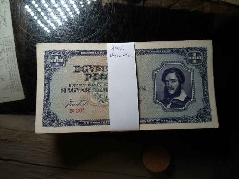 EGYMILLIÓ PENGŐ 1945 - 100 DARABOS KÖTEG EGYBEN!!!