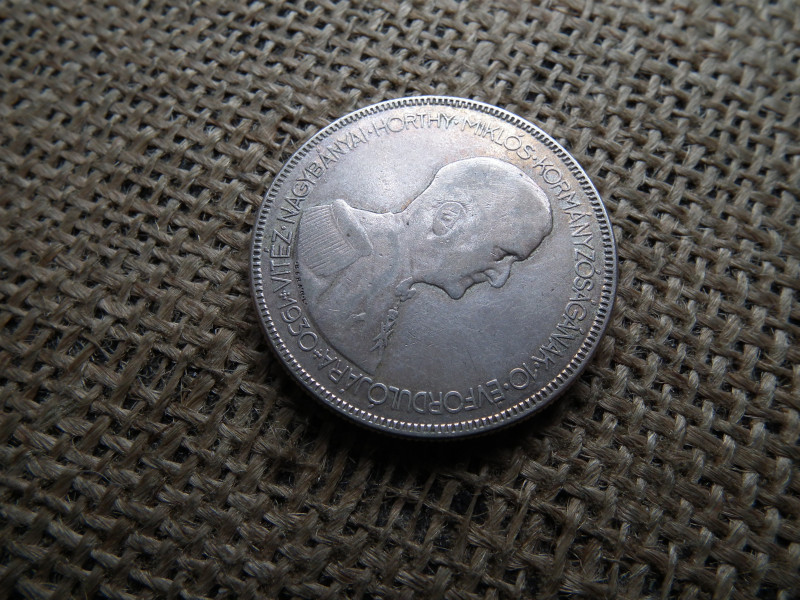 Horthy , ezüst 5 pengő 1930 , még hajas