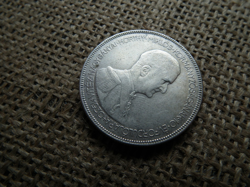 Horthy , ezüst 5 pengő 1930 , hajas