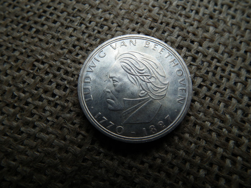 Németország , ezüst 5 Mark 1970 , márka , Ludwig van Beethoven