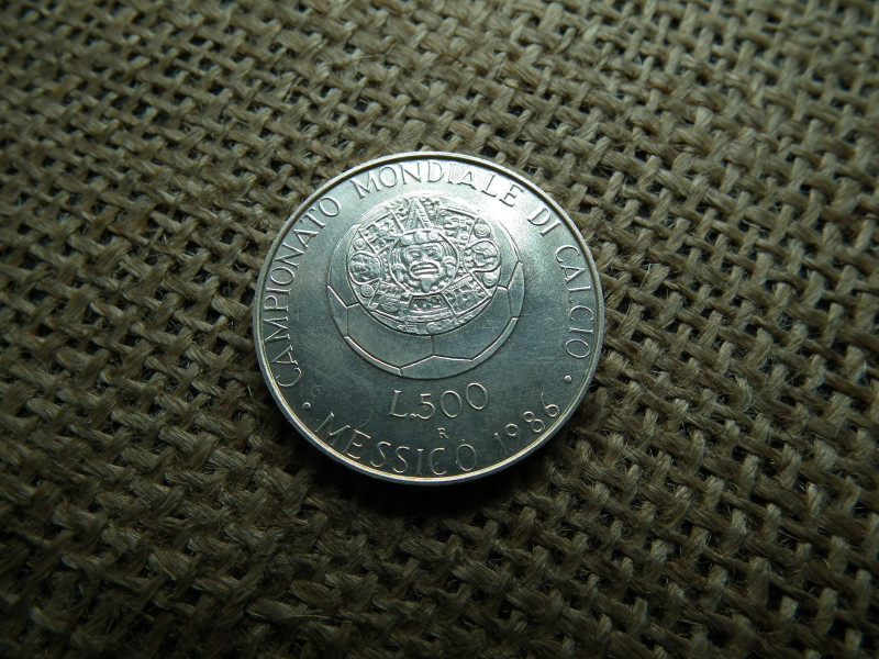 Olaszország , ezüst 500 líra 1986 , 1986-os világbajnokság