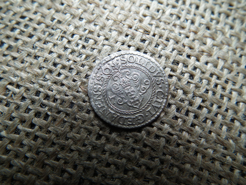 Lengyel–litván közösség , ezüst Solidus 1579 , Szeląg gdański – Stefan Batory Gdańsk , Báthory István  ! R 