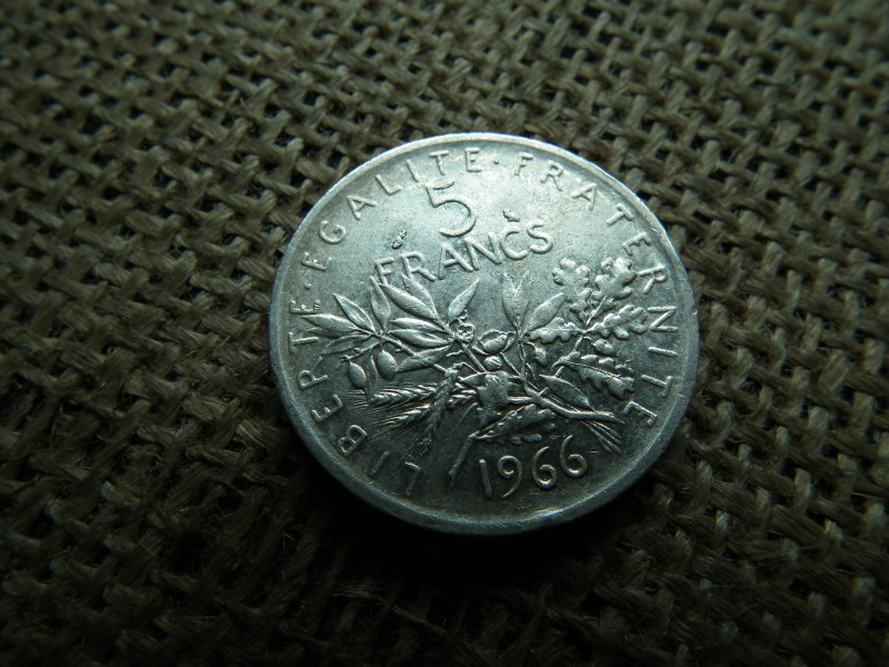 Franciaország , ezüst 5 frank 1966 , francs 