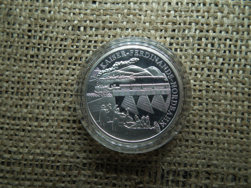 Ausztria , ezüst 20 euró 2007 , euro , Ferdinánd császár Északi Vasút