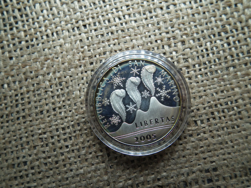 San Marino , ezüst 5 euró 2005 , euro