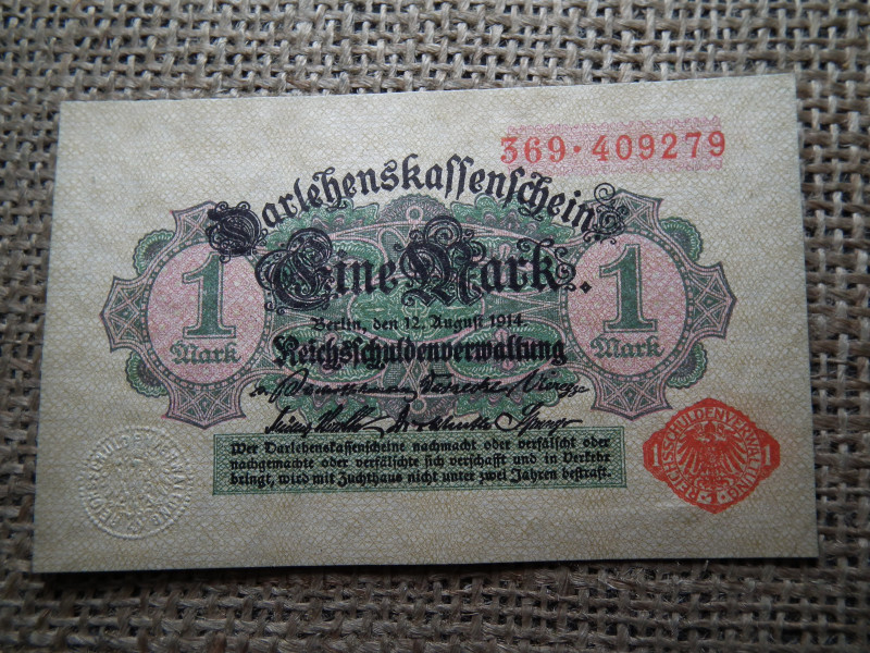 1 márka 1914 , Mark Darlehenskassenschein, Red Seal