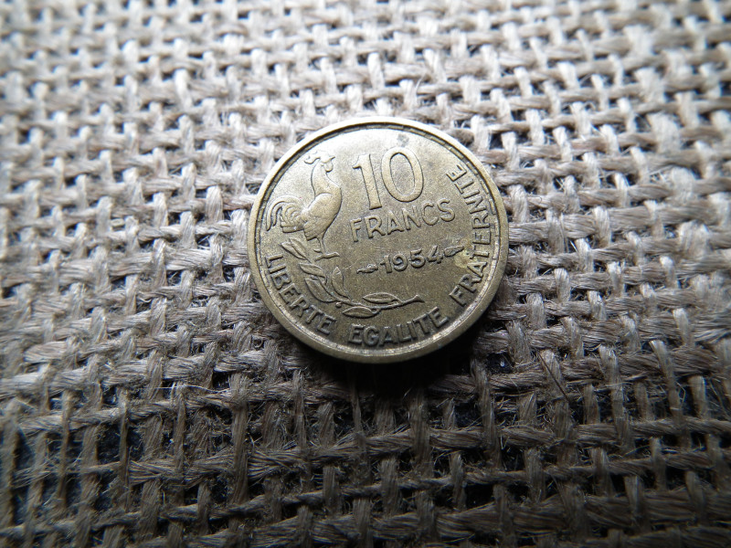 Franciaország 10 frank 1954 , francs , ritka 