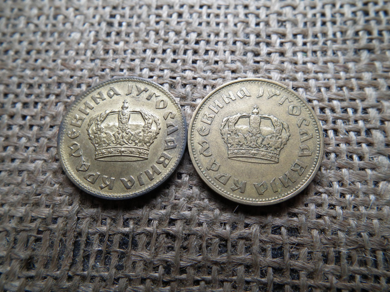 Jugoszlávia 2 Dinara 1938 , dinár - Petar II nagy korona és ritka kis korona ! 