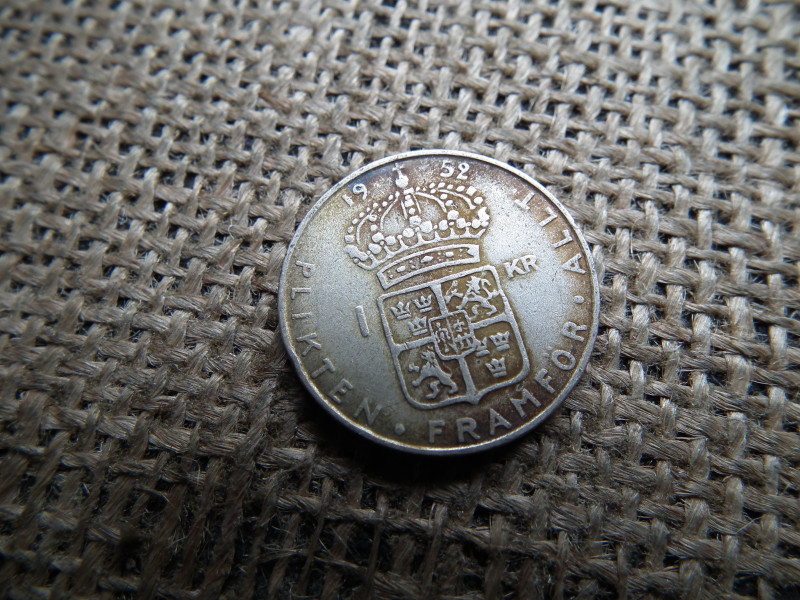 Svédország , ezüst 1 korona 1952 