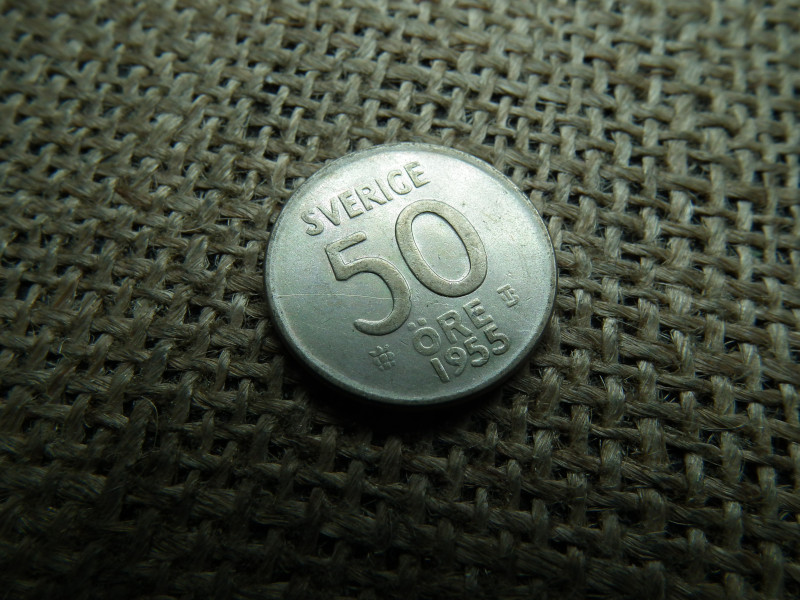 Svédország , ezüst 50 öre 1955