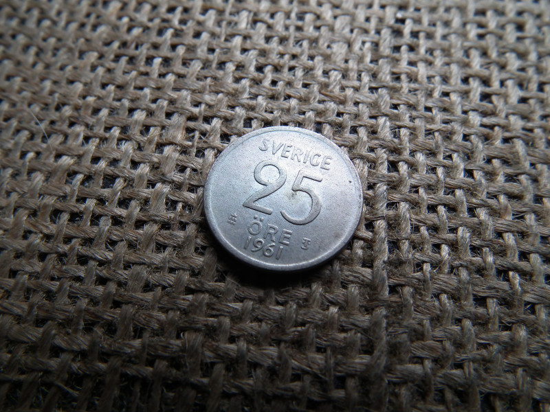 Svédország , ezüst 25 öre 1961