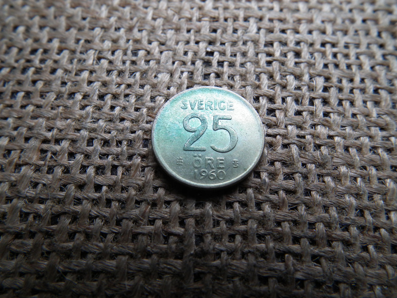 Svédország , ezüst 25 öre 1960